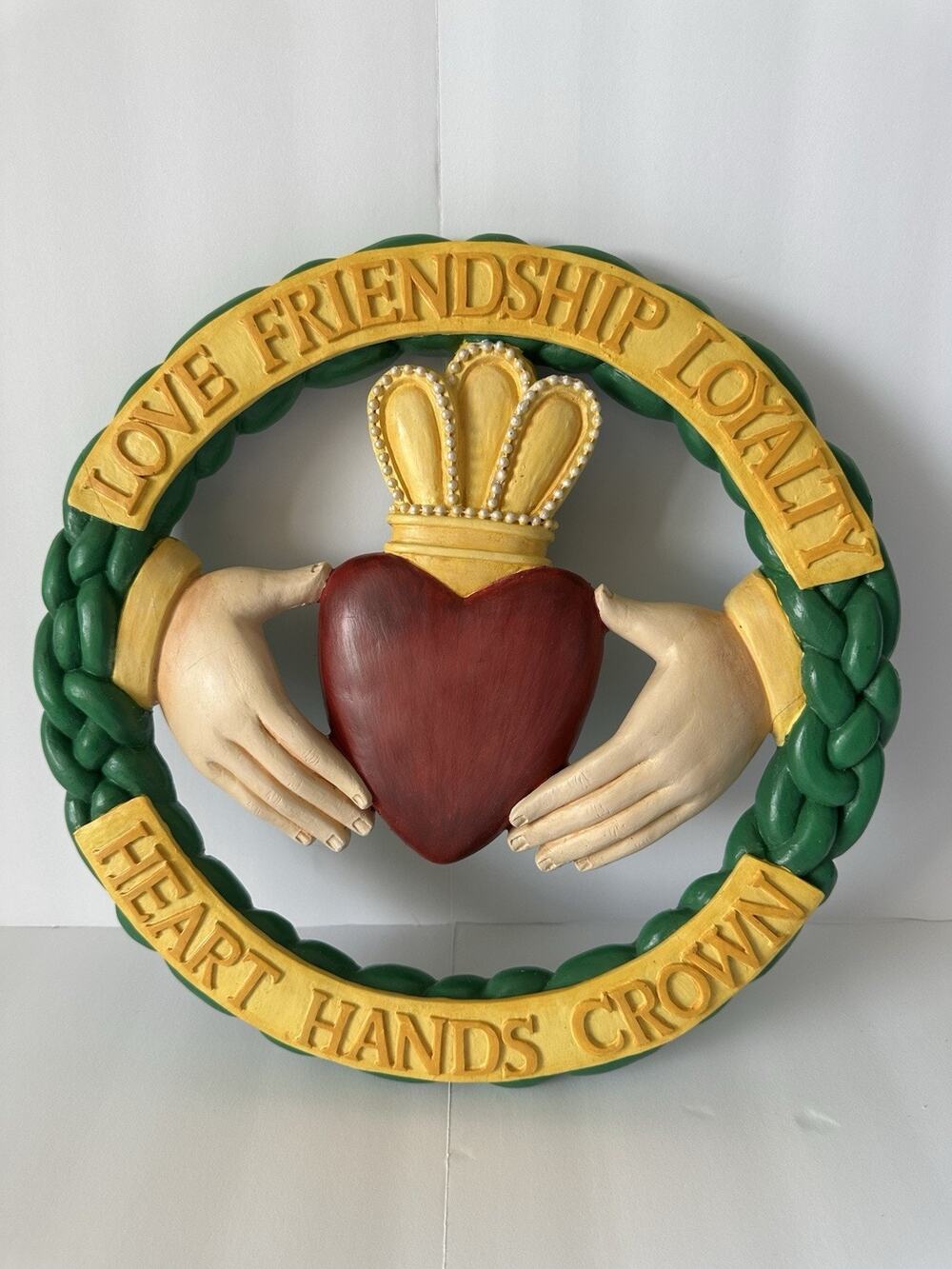 Large Irish Claddagh Wall Plaque Love Friendship Loyalty Heart Hands Crown 13”